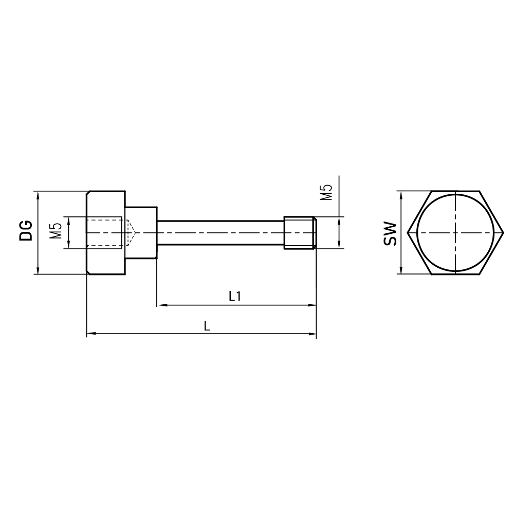 ITP Clamping Screw for Star Styli - Spherical Discs or Cubes - stainless steel Base Material - M5 Thread Size x 35mm Overall Length - SIM500026035