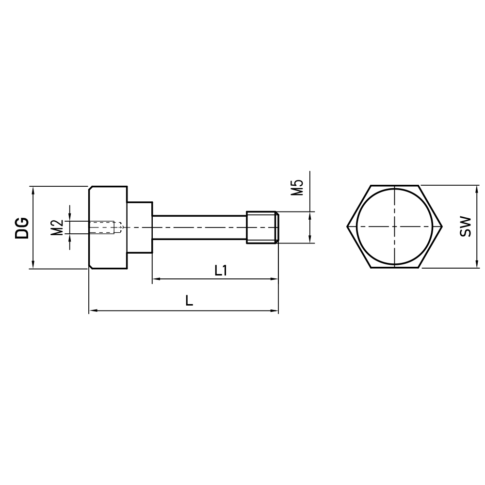 ITP Clamping Screw for Star Styli - Spherical Discs or Cubes - stainless steel Base Material - M5 Thread Size x 35mm Overall Length - SIM50M226035