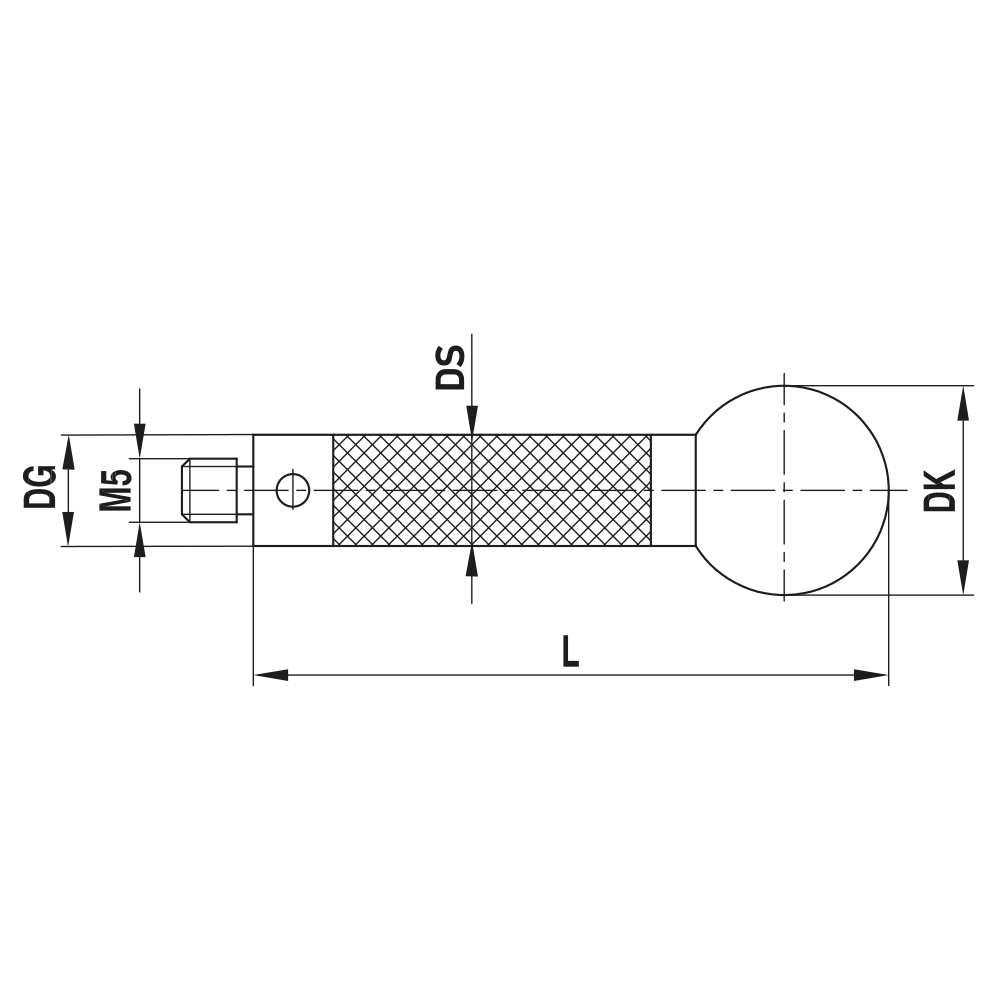 ITP Straight Styli - Type J - Ceramic Ball - M5 Thread x 400mm Overall Length - TCM518011400