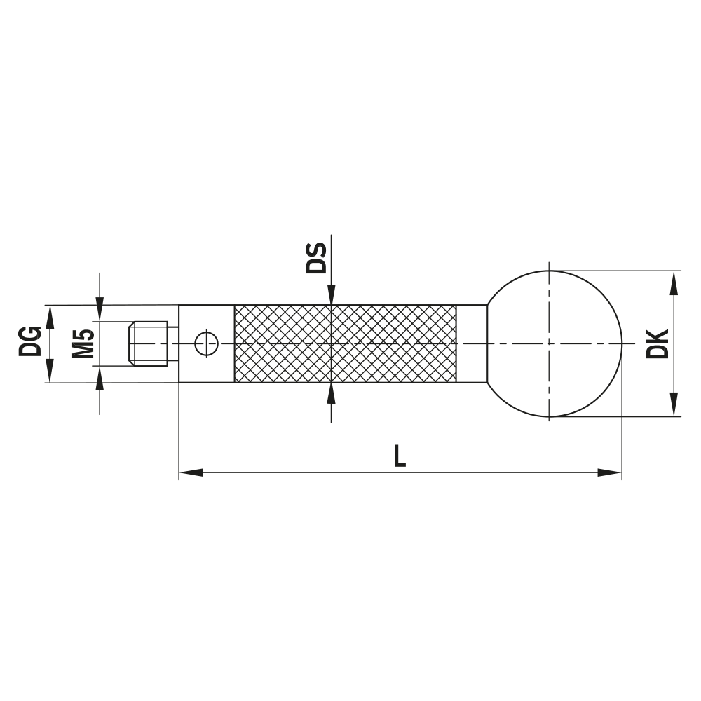 ITP Straight Styli - Type J - Ceramic Ball - M5 Thread x 200mm Overall Length - TCM520011200