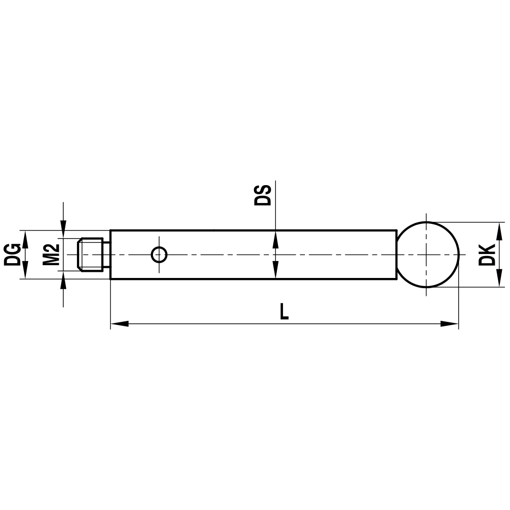 ITP Straight Styli - Type J - Ruby Ball - M2 Thread x 52mm Overall Length - TIM204003052