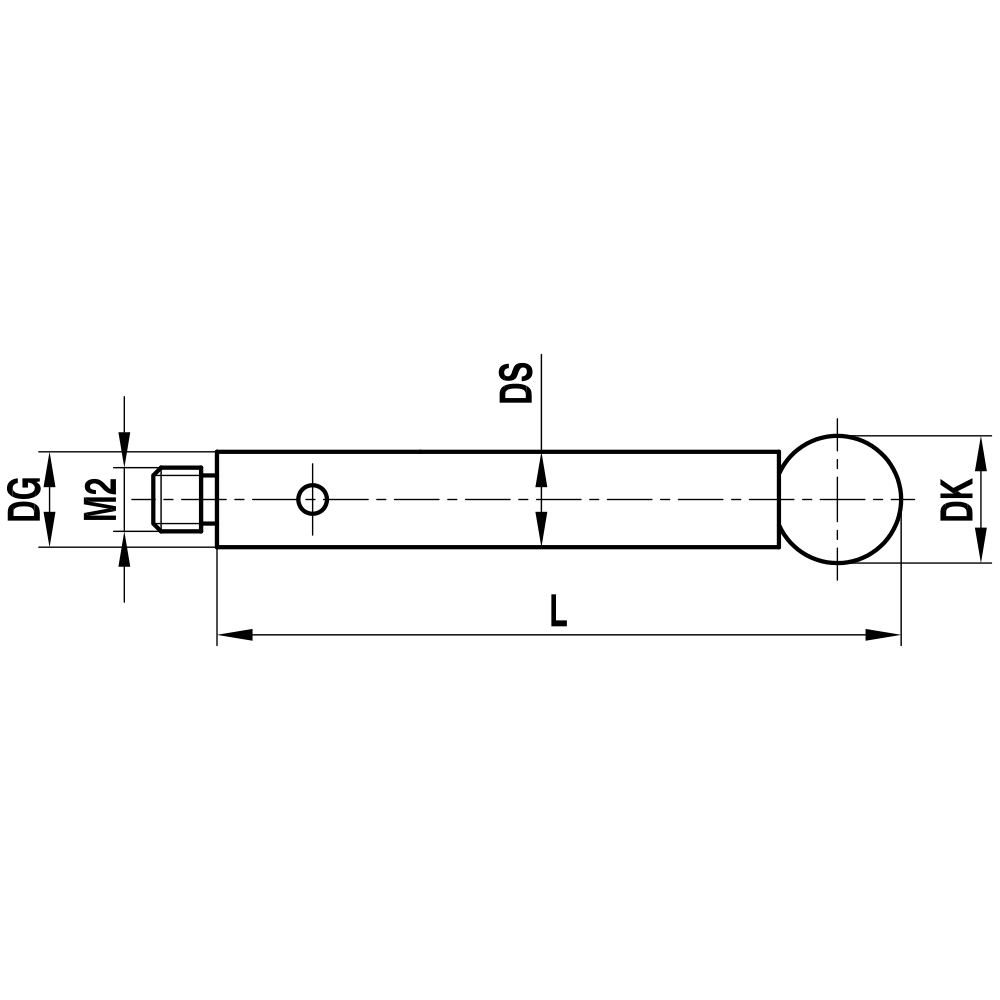ITP Straight Styli - Type J - Ruby Ball - M2 Thread x 42.5mm Overall Length - TIM205003042