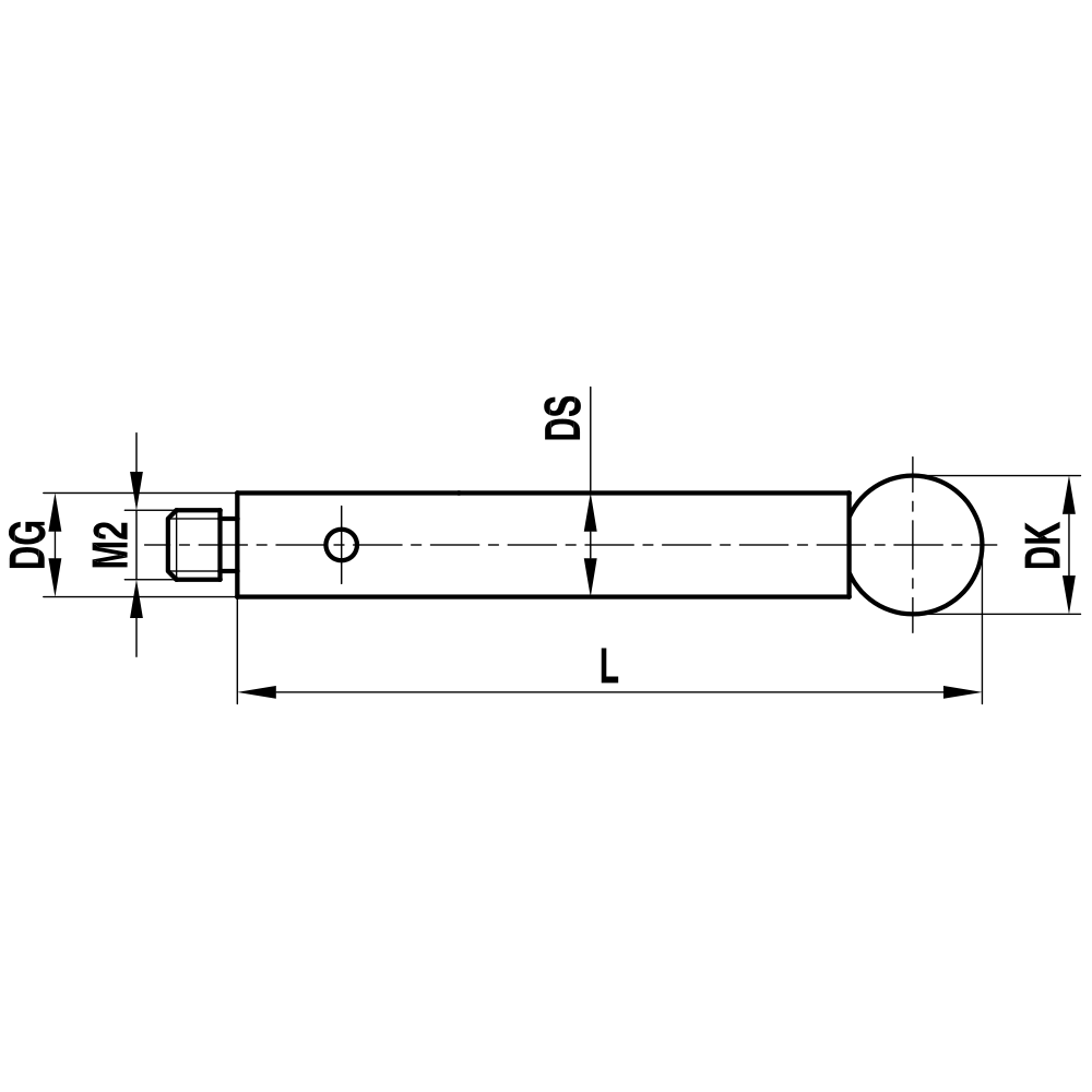 ITP Straight Styli - Type J - Ruby Ball - M2 Thread x 52.5mm Overall Length - TIM205003052
