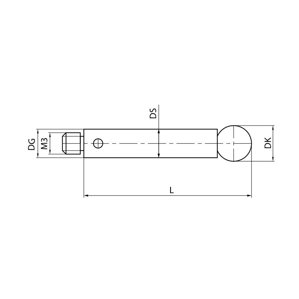 ITP Straight Styli - Type J - Ruby Ball - M3 Thread x 34mm Overall Length - TIM306004034