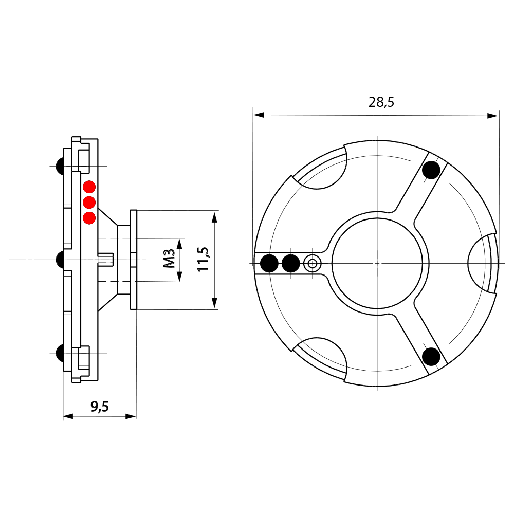 ITP Adaptor plate XXT - aluminium Base Material - M3 XXT Thread Size - TPM3MESSOTL1R