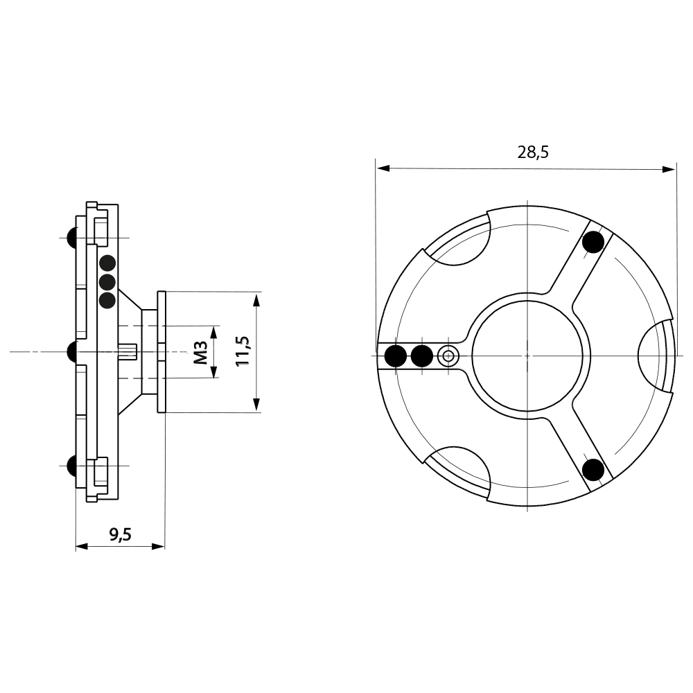 ITP Adaptor plate XXT - aluminium Base Material - M3 XXT Thread Size - TPM3MESSOTL1