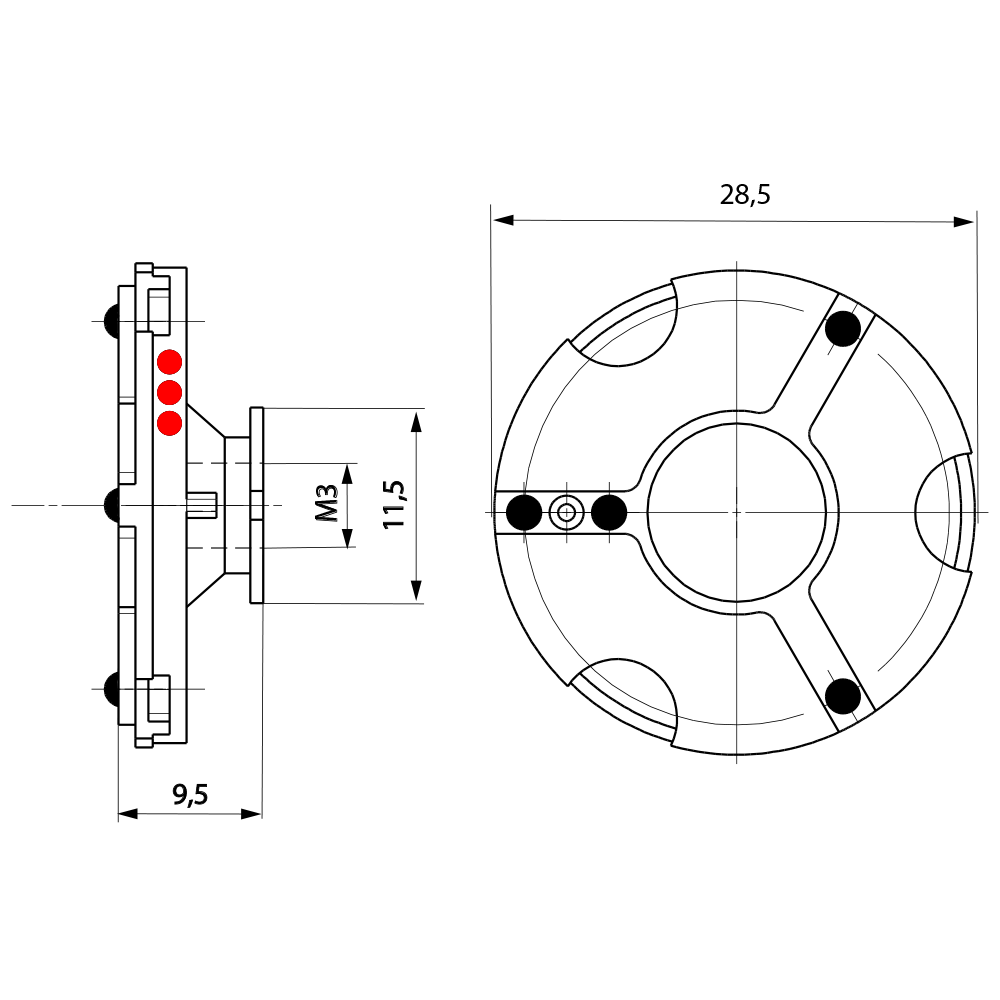 ITP Adaptor plate XXT - aluminium Base Material - M3 XXT Thread Size - TPM3MESSOTL3R