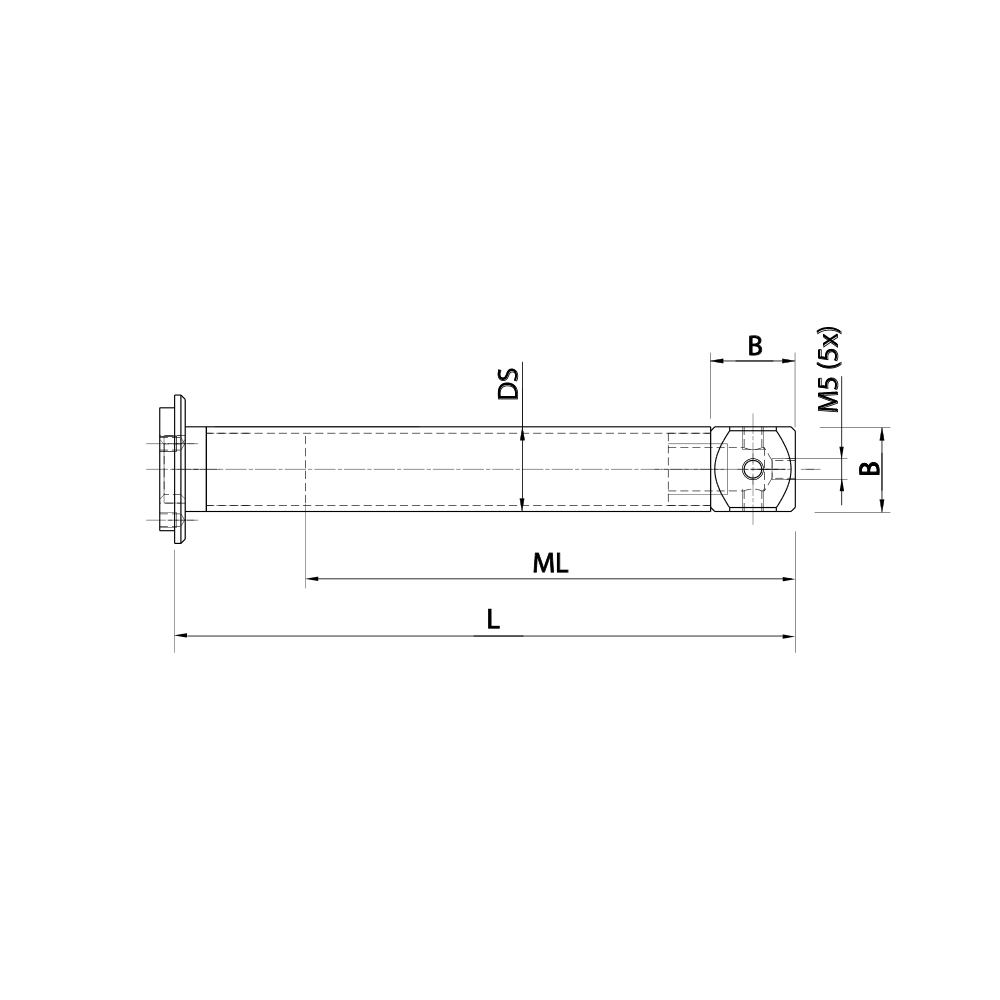 ITP Adaptor Plate Extension titanium Stem Material - M5 Thread x 91.5mm Overall Length - TVM501115050
