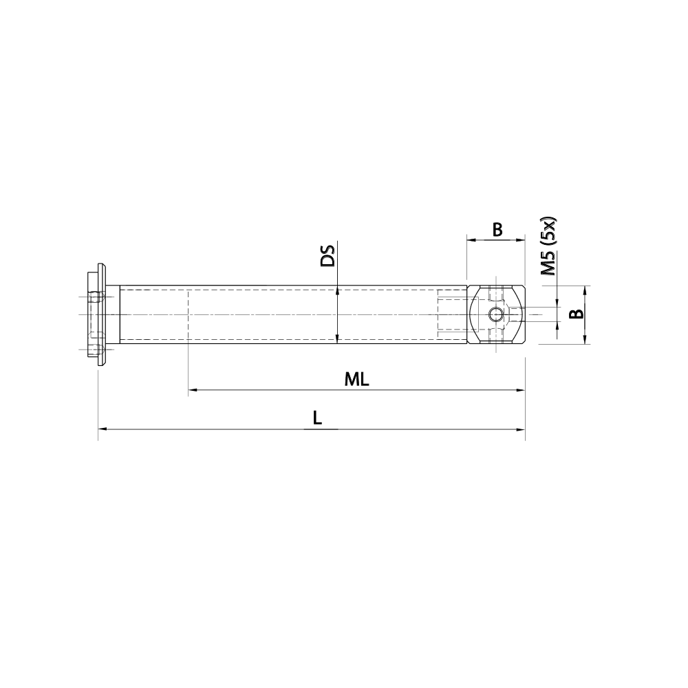 ITP Adaptor Plate Extension titanium Stem Material - M5 Thread x 121.5mm Overall Length - TVM501115080
