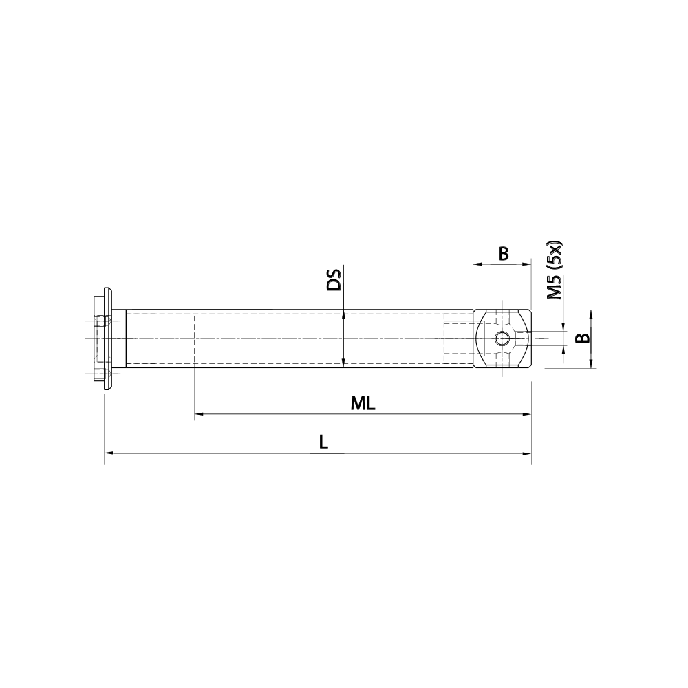 ITP Adaptor Plate Extension titanium Stem Material - M5 Thread x 191.5mm Overall Length - TVM501115150