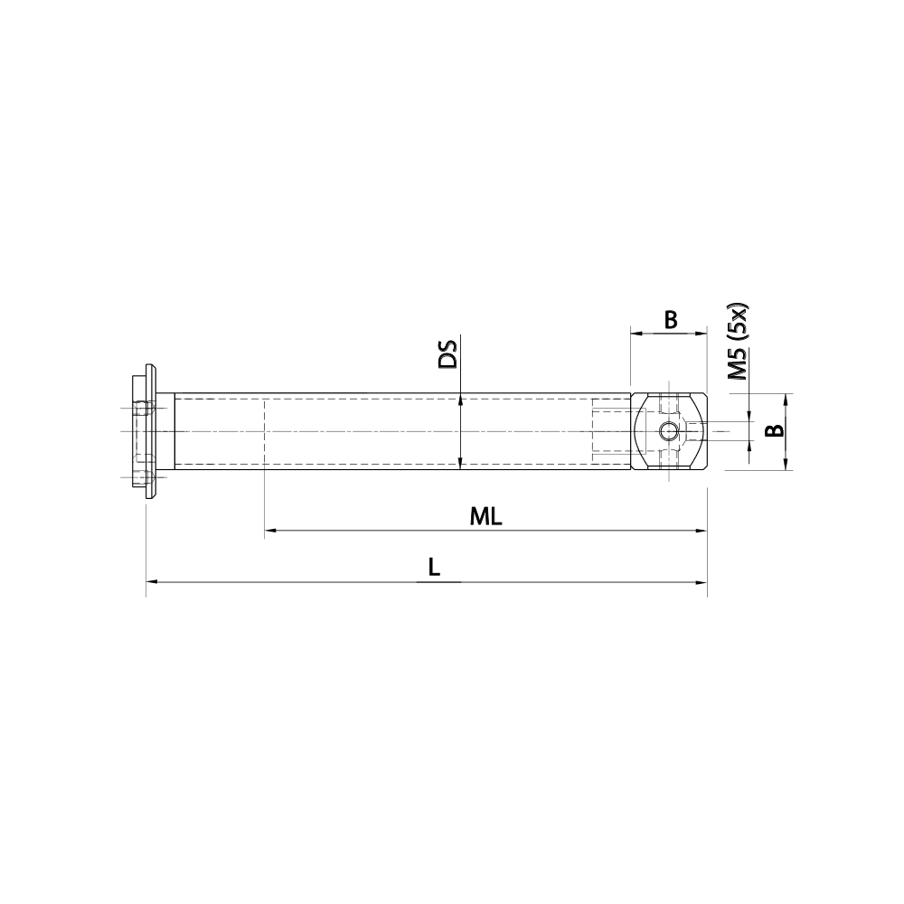 ITP Adaptor Plate Extension titanium Stem Material - M5 Thread x 91.5mm Overall Length - TVM501815050