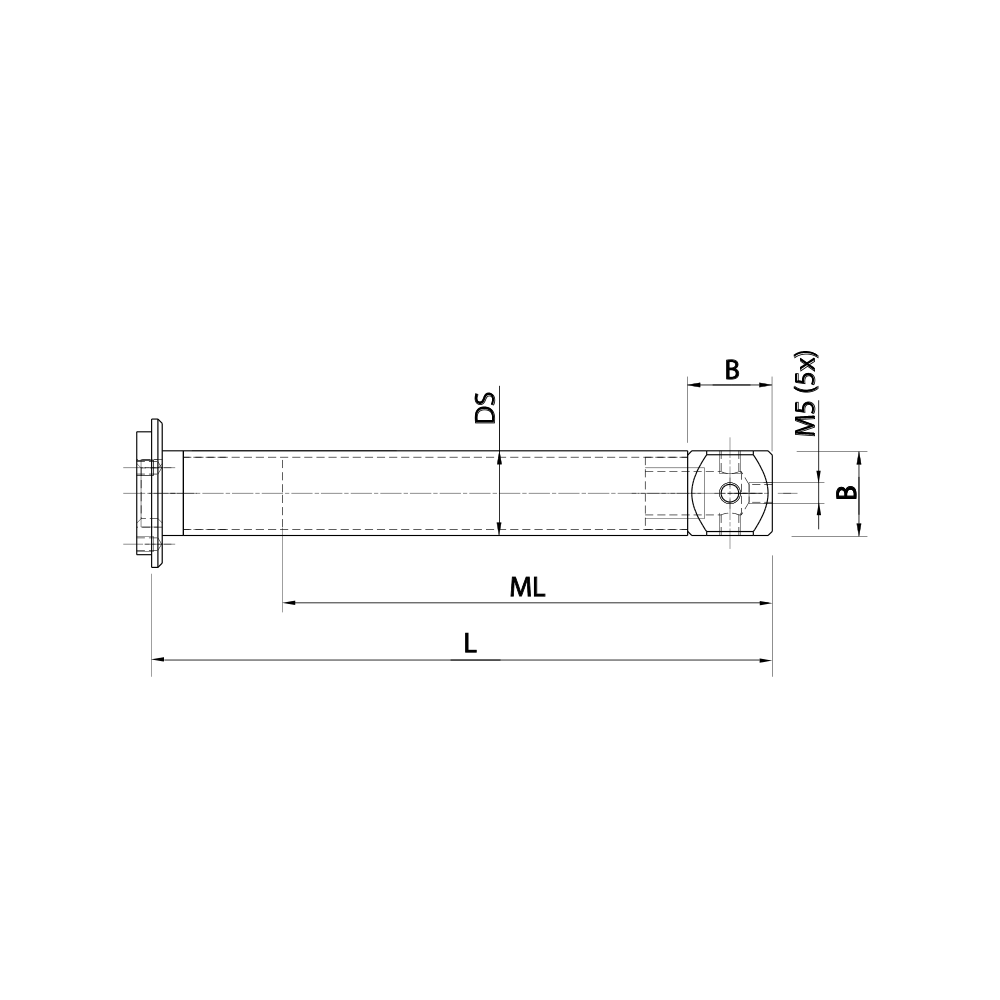 ITP Adaptor Plate Extension titanium Stem Material - M5 Thread x 126.5mm Overall Length - TVM501820080