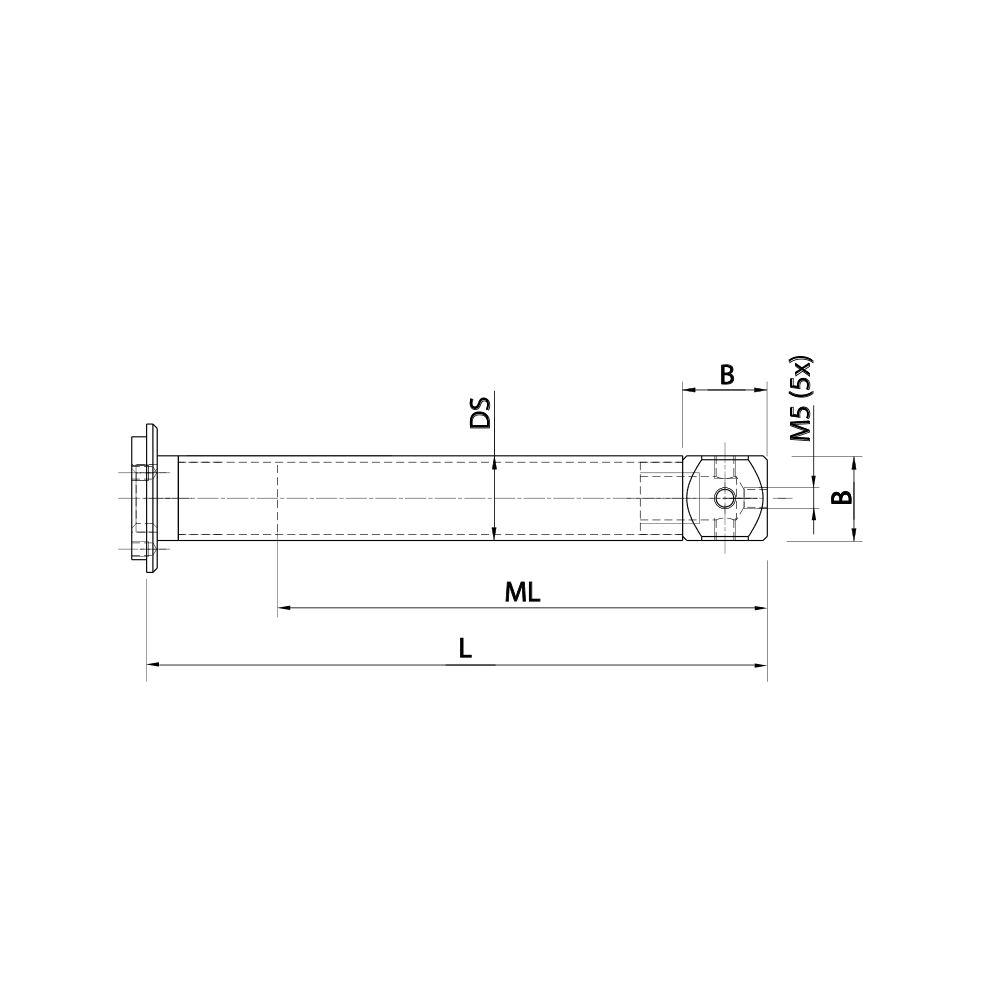 ITP Adaptor Plate Extension titanium Stem Material - M5 Thread x 196.5mm Overall Length - TVM501820150