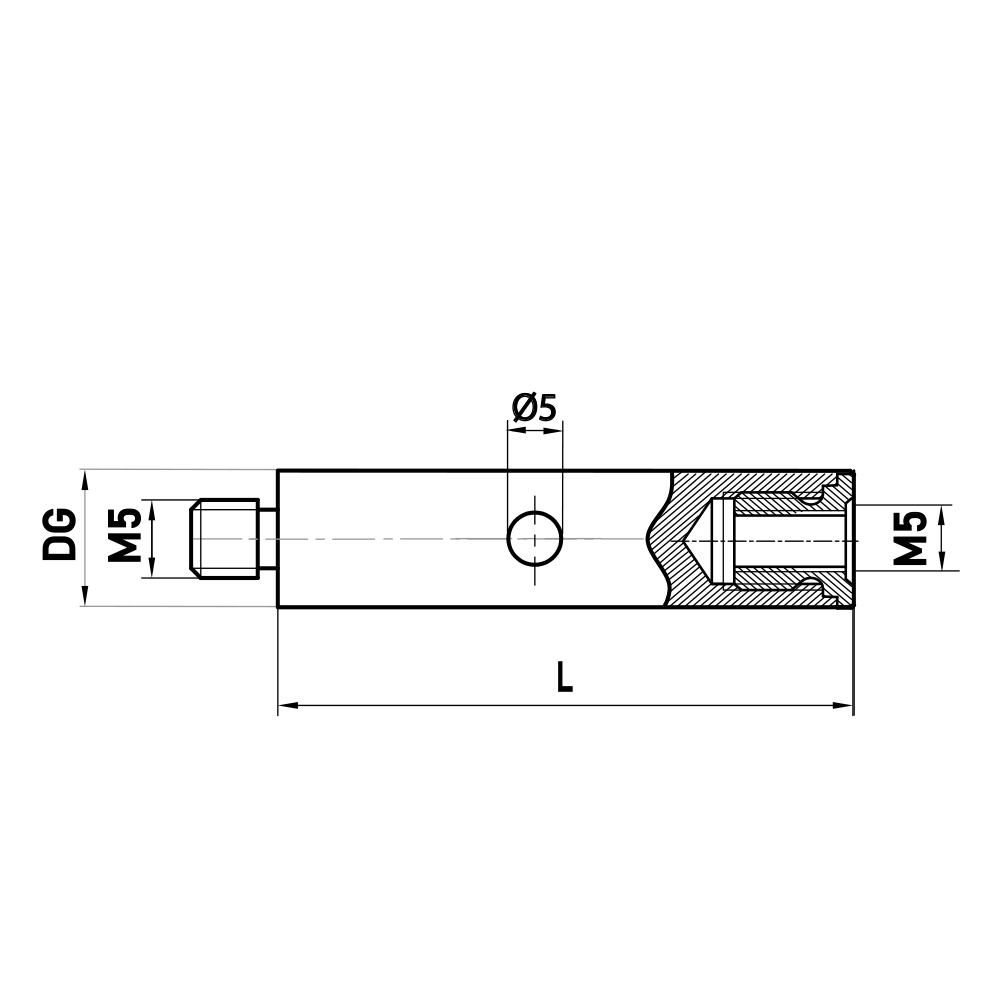 ITP Stylus Extension aluminium Stem Material - M5 Thread x 20mm Overall Length - VAM500011020