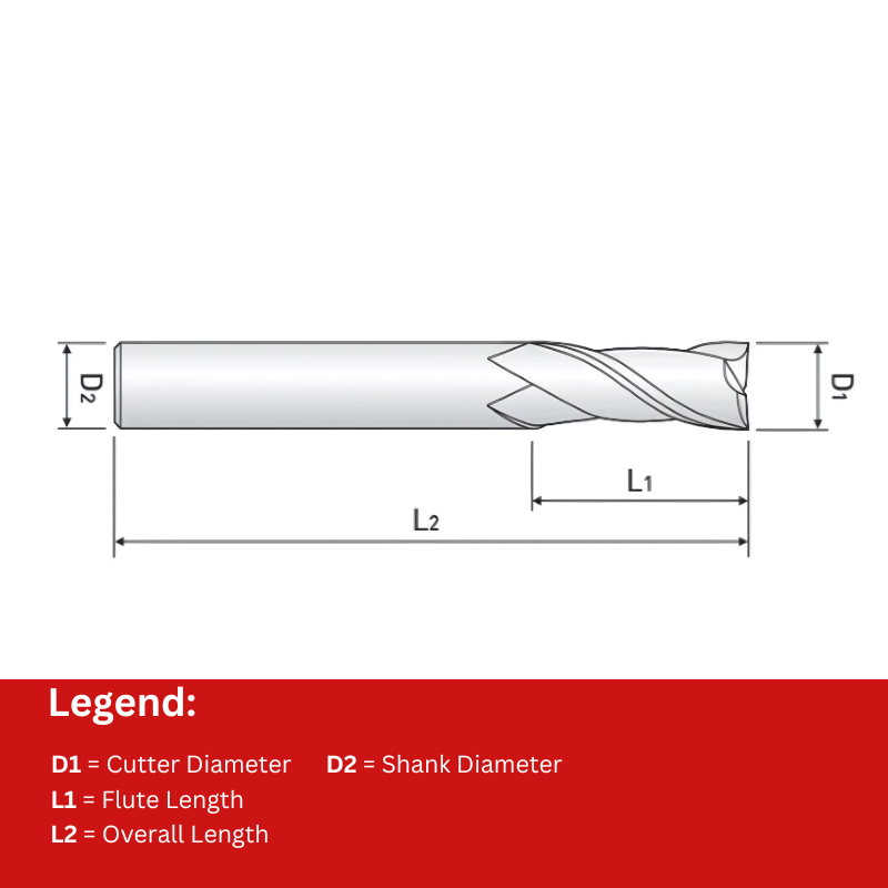 Vortex Carbide End Mill - 4 Flute Regular Length Imperial - 1/2