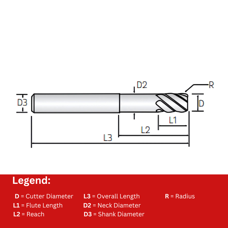 Widin Carbide End Mill - 6 Flute Finishing For Mold & Die - 10mm