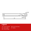Widin Carbide Corner Radius End Mill - 2 Flute Long Shank - 1mm x R0.1 thumbnail 2