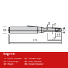 Widin Carbide End Mill - 4 Flute Square Edge Long Neck 1mm x 4mm thumbnail 2