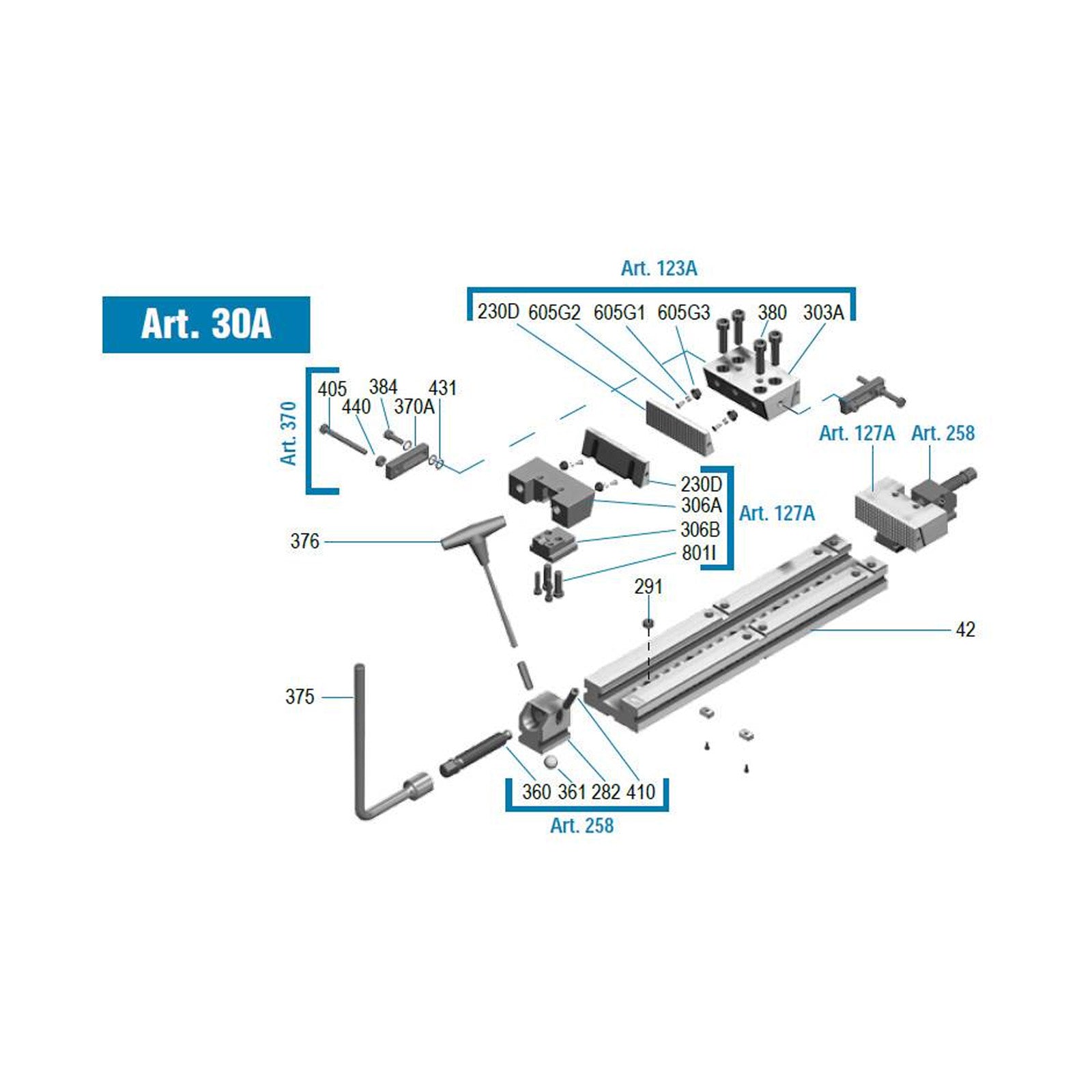 175mm / 7" ART30A Standard Series Vice (XL Double) With Quick Hand Change Jaws (Gerardi) - 2.30.A4220