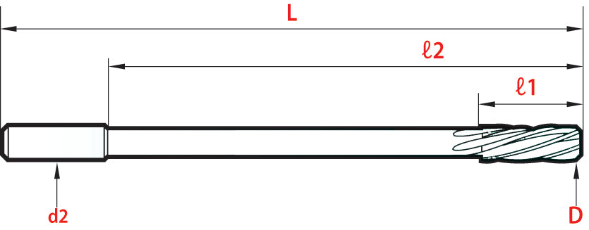 Toolex Reamer - Spiral Flute - Straight Shank - Long Length - HSS-E - H7 - 4.5mm