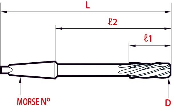 Toolex Taper Shank Reamer - HSS Spiral Flute Long Length (H5) - 19.44mm