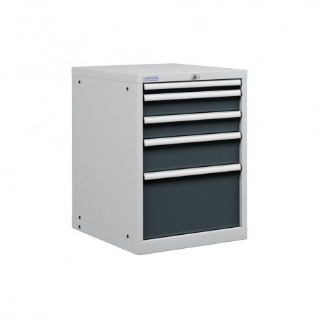 Polstore Cabinet Combo - 5 Drawers 27x36EH - 90% Extension - Light Grey/Dark Grey - 564mm(w) x 800mm(h)