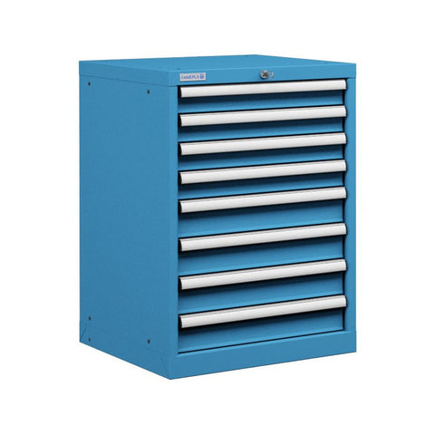 Polstore Cabinet - 8 Drawers 27x27EH - 100% Extension - Light Blue - 564mm(W) x 572mm(D) x 850mm(H)
