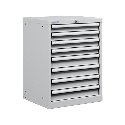 Polstore Cabinet - 8 Drawers 27x27EH - 100% Extension - Light Grey - 564mm(W) x 572mm(D) x 800mm(H)