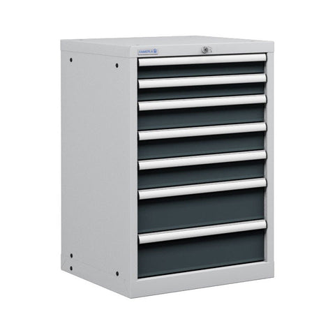 Polstore Cabinet - 7 Drawers 27x27EH - 100% Extension - Light Grey/Dark Grey - 564mm(W) x 572mm(D) x 850mm(H)