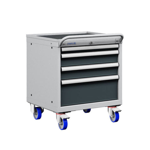 Polstore Mobile Cabinet - 4 Drawers 27x27EH - Light Grey/Dark Grey - 572mm(W) x 627mm(D) x 705mm(H)