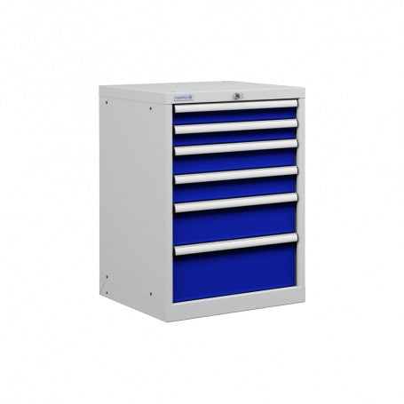 Polstore Cabinet Combo - 6 Drawers 27x27EH - 90% Extension - Light Grey/Dark Blue - 564mm(w) x 800mm(h)