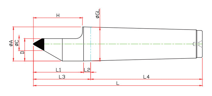 Widin Live Centre - Half Tipped Dead Centre - Carbide Tipped - LM-HC Type - NO.1