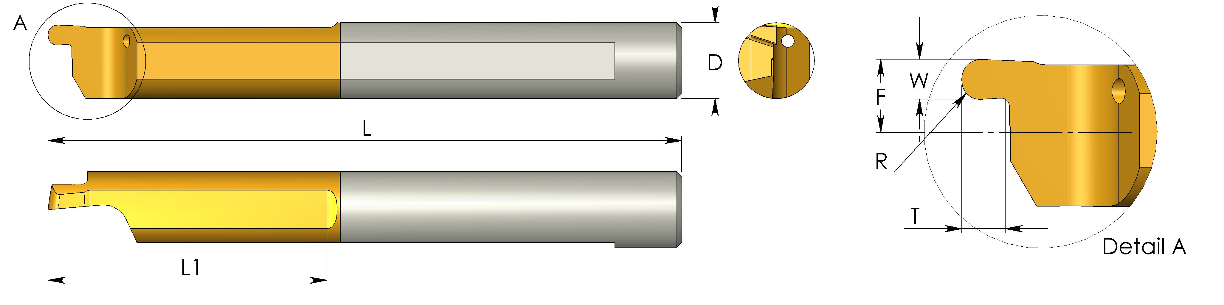 Carmex Carbide Tiny Tool - Full Radius Face Grooving - MZL - BXC Grade - 6mm Minimum Diameter x 1.5mm Groove Width