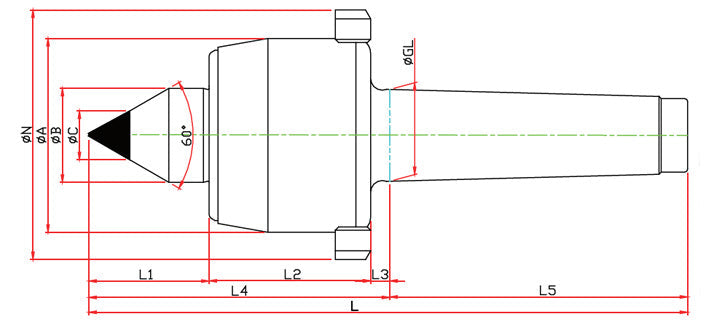 Widin Live Centre - Carbide Tipped - Nut Type - NCCN Type - NO.3