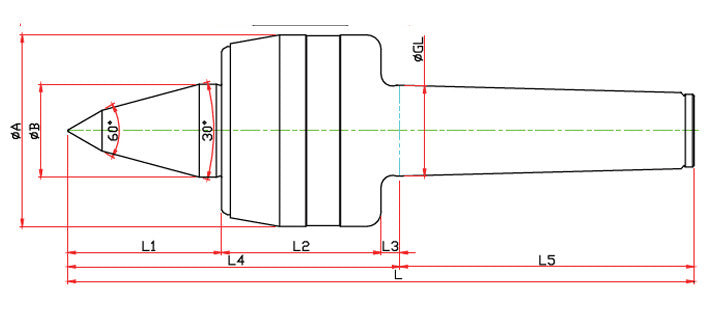 Widin Live Centre - Heavy Lathe - Minimizes Bite Interference - NCPB Type - NO.5