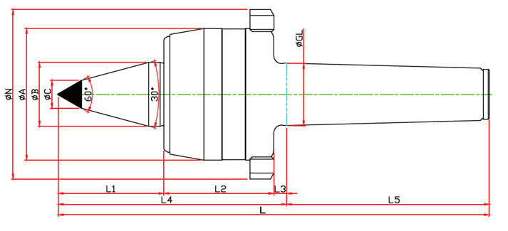 Widin Live Centre - Heavy Lathe - Carbide Tipped - Minimizes Bite Interference - Nut Type - NCPBCN Type - NO.4