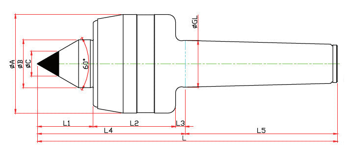 Widin Live Centre - Heavy Lathe - Carbide Tipped - Minimizes Bite Interference - Nut Type - NCPC Type - NO.3