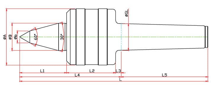 Widin Live Centre - Heavy Duty & Weight Requirements Lathe - Minimizes Bite Interference - NKB Type - NO.6