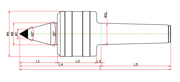 Widin Live Centre - Heavy Duty & Weight Requirements Lathe - Minimizes Bite Interference - Carbide Tipped - NKBC Type - NO.3