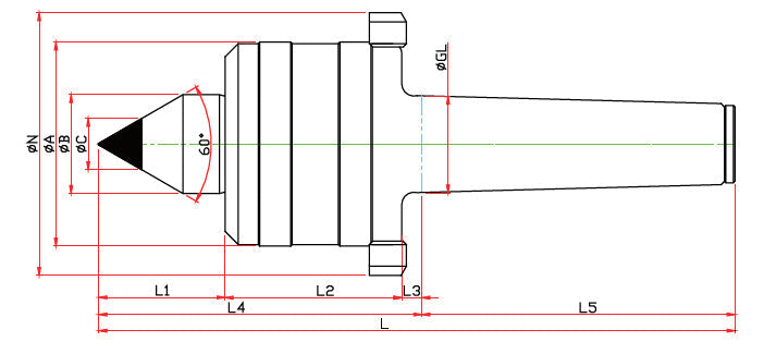 Widin Live Centre - Heavy Duty & Weight Requirements Lathe - Carbide Tipped - Nut Type - NKCN Type - NO.4