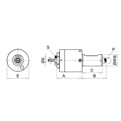 Omega Products ER32 Axial Tool Head - Round - Internal Nut - DIN5480