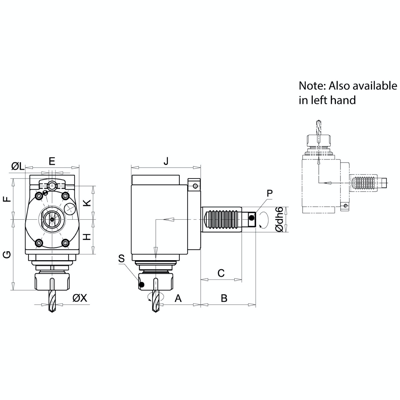 Omega Products - Radial Tool Head - Direct - DIN1809 - ER25 - Left Hand