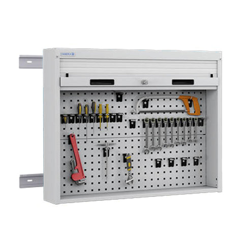 Polstore Roller Shutter Cabinet - Fixed to Worktop - Light Grey - 952mm (w) x 210mm (d) x 1114mm (h)