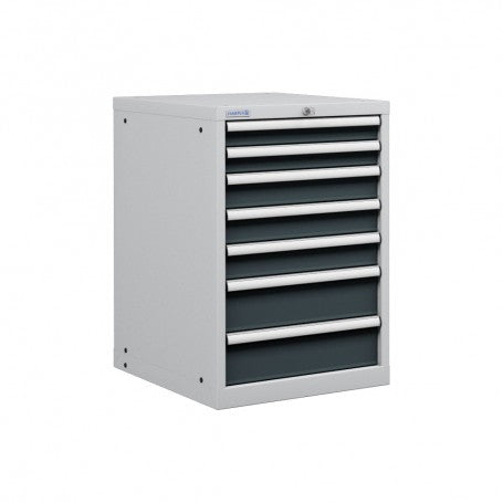 Polstore Cabinet - 7 Drawers 27x36EH - 100% Extension - Light Grey/Dark Grey - 564mm(W) x 725mm(D) x 850mm(H)