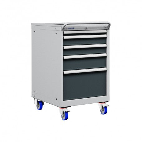 Polstore Mobile Cabinet - 5 Drawers 27x36EH - 90% Extension - Light Grey/Dark Grey - 572mm(W) x 780mm(D) x 972mm(H)