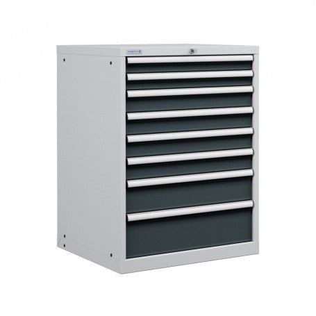 Polstore Cabinet - 8 Drawers 36x36EH - 100% Extension - Light Grey/Dark Grey - 717mm(W) x 725mm(D) x 1000mm(H)