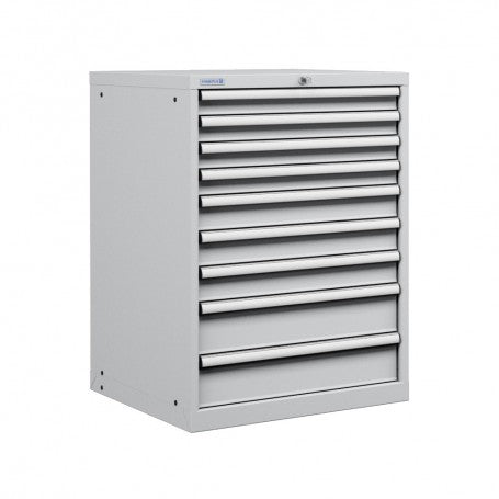 Polstore Cabinet - 9 Drawers 36x36EH - 100% Extension - Light Grey - 717mm(W) x 725mm(D) x 1000mm(H)