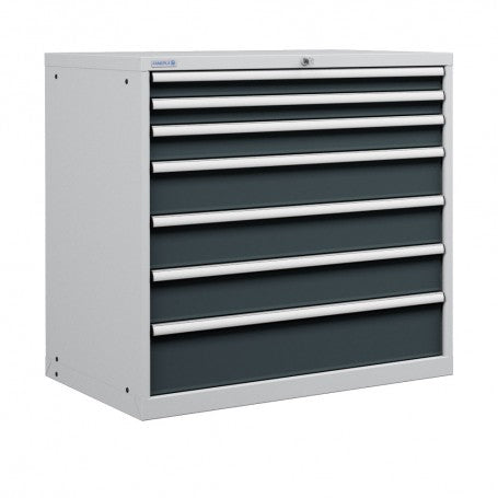 Polstore Cabinet - 7 Drawers 54x36EH - 100% Extension - Light Grey/Dark Grey - 1023mm(W) x 725mm(D) x 1000mm(H)