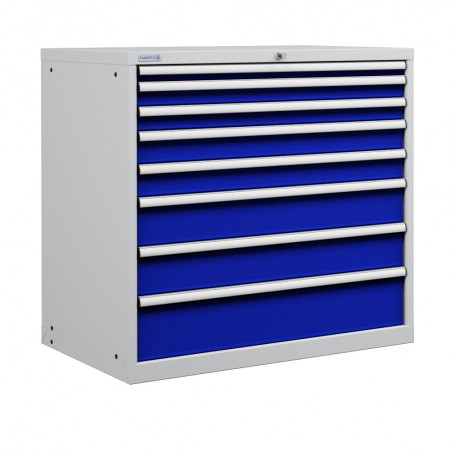 Polstore Cabinet - 8 Drawers 54x36EH - 100% Extension - Light Grey/Dark Blue -1023mm(W) x 725mm(D) x 1000mm(H)