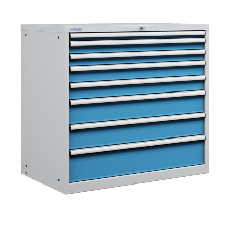 Polstore Cabinet - 8 Drawers 54x36EH - 100% Extension - Light Grey/Light Blue -1023mm(W) x 725mm(D) x 1000mm(H)